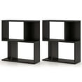 thumbnail image 1 of Costway 2 PCS 3-Tier Bookshelf Geometric Bookcase Side Table with Open Storage Display Shelf Black, 1 of 9