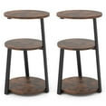 thumbnail image 1 of Costway 2 PCS 3-Tier Round Side Table with Metal Frame & Adjustable Foot Pads Nightstand, 1 of 10