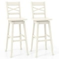 thumbnail image 1 of Costway Rubber Wood Swivel Bar Stool, Inclined Backrest, White (Set of 2), 1 of 8