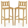 thumbnail image 1 of Costway 2 PCS 30" Teak Wood Bar Stool with Footrest & Backrest Wooden Bar Height Chair, 1 of 9