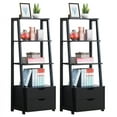 thumbnail image 1 of Costway 2 PCS 4 Tier Bookshelf Ladder Rack Modern Wood Storage Display Shelving with Drawers Black, 1 of 9