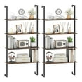thumbnail image 1 of Costway 2 PCS 4-Tier Ladder Shelf Bookshelf Industrial Wall Shelf with Metal FrameRustic Brown, 1 of 10