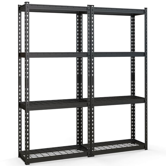 Costway 2 PCS 4-Tier Metal Shelving Unit Heavy Duty Wire Storage Rack with Anti-slip Foot Pads Black