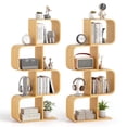 thumbnail image 1 of Costway 2 PCS 4-Tier S-Shaped Bookcase with 4 Open Cubes Geometric Corner Display Shelf, 1 of 9