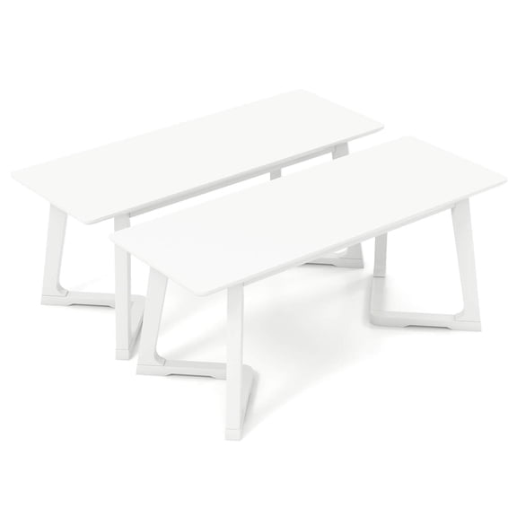 Costway 2 PCS 42" Modern Entryway Bench with Rubber Wood Legs Smooth Seating Area