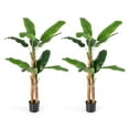 thumbnail image 1 of Costway 2 PCS 5.5 FT Tall Artificial Banana Tree with 10 Large Leaves Double Stalks Natural Bark, 1 of 9
