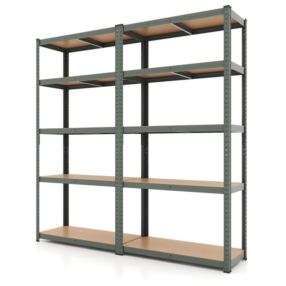 Costway 2 PCS 5 Tier Adjustable Garage Shelving Unit with 2200 lbs Max Load for Warehouse Grey