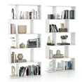 thumbnail image 1 of Costway 2 PCS 5-Tier Bookshelf Geometric S-Shaped Bookcase Room Divider Storage Display White, 1 of 10