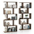 thumbnail image 1 of Costway 2 PCS 5-Tier Bookshelf Geometric S-Shaped Bookcase Room Divider Storage Display, 1 of 10