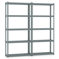 Costway 2 PCS 5-Tier Heavy Duty Storage Shelf Storage Utility Rack Shelf with Anti-tipping Device Grey