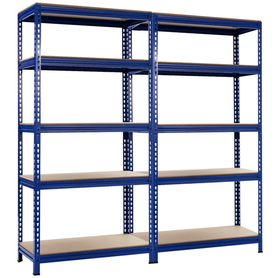 Costway 2 PCS 5-Tier Metal Storage Shelves 73" Garage Rack W/ Shelves Blue