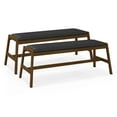 thumbnail image 1 of Costway 2 PCS 50" Long Solid Wood Dining Bench with Faux Leather Padded Seat Rubber Wood Frame, 1 of 10