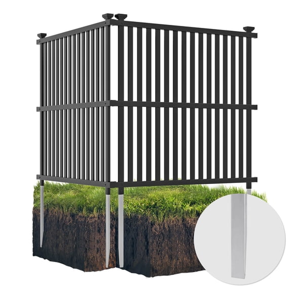 Costway 2 PCS Air Conditioner Fence Panels with Metal Ground Stakes No Dig Trash Can Enclosure Black