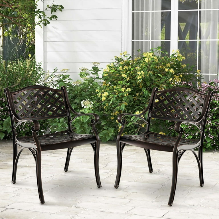 Bronze aluminum patio chairs discount