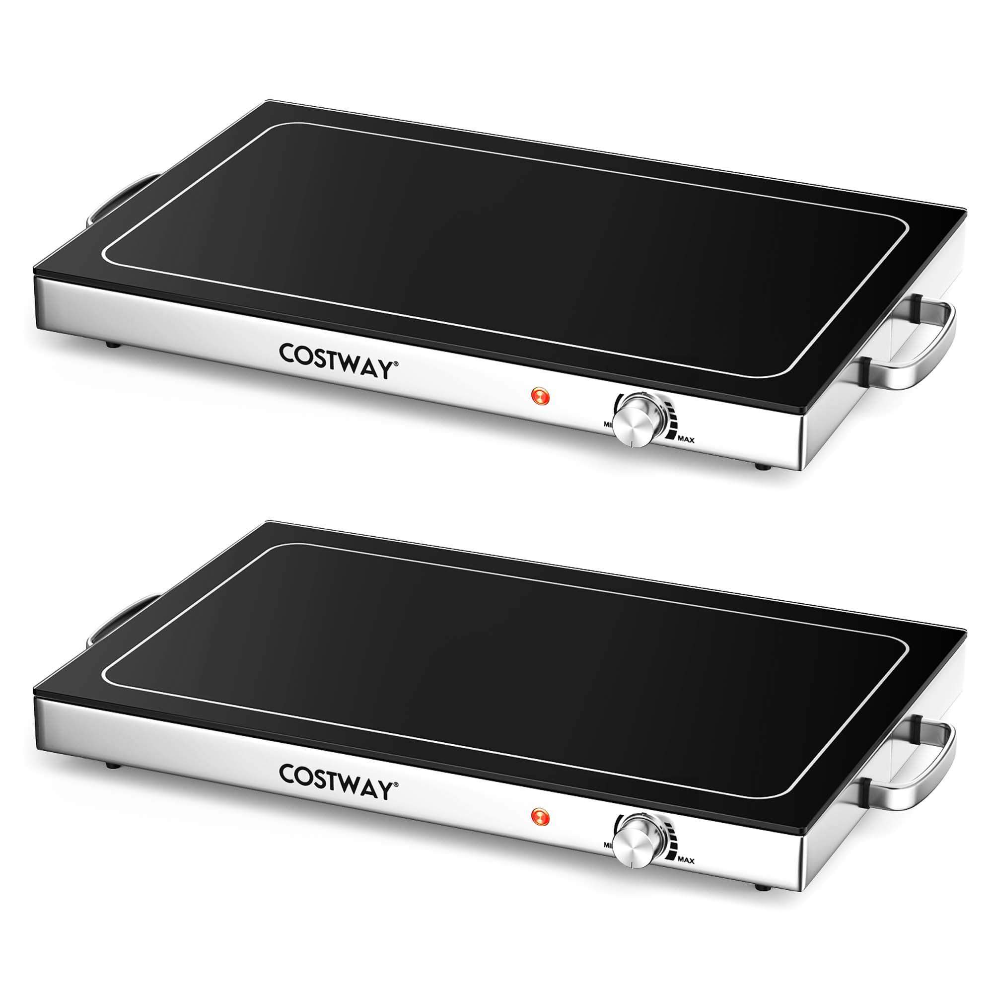Costway 2 PCS Electric Food Warmer Stainless Steel Tray Adjustable