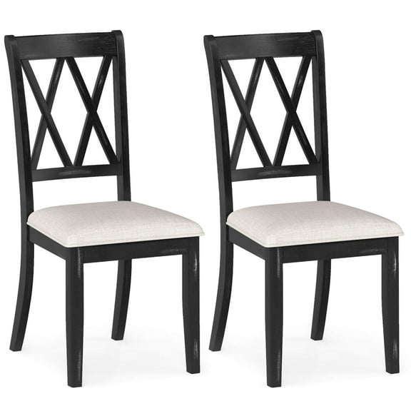 Costway 2 PCS Farmhouse Dining Chairs Modern Kitchen Chairs with Elegant Hollowed backrest