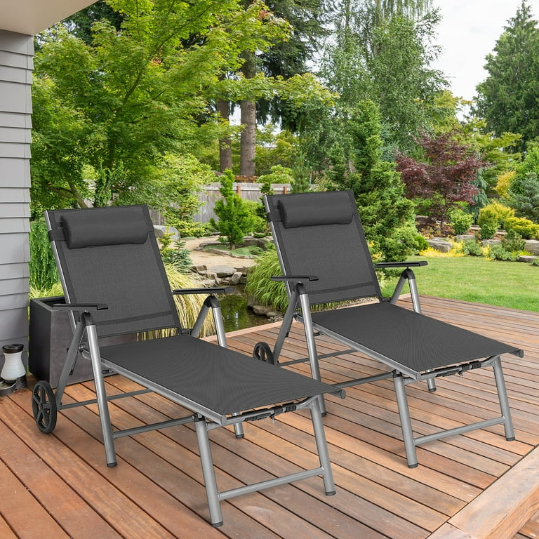 Costway PCS Outdoor Folding Chaise Lounge Chair Aluminum