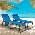 thumbnail image 1 of Costway 2 PCS Folding Chaise Lounge Chair Portable Sun Lounger with Adjustable Backrest Navy, 1 of 8