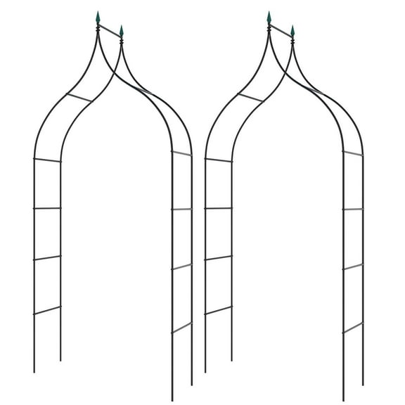 Costway 2 PCS Garden Arbor with Multiple Side Crossbars Powder-coated Metal Tubes