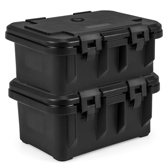 Costway 2 PCS Insulated Food Pan Container 31 QT Stackable Hot Box with 3 Transparent Pans