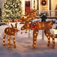 thumbnail image 1 of Costway 2 PCS Lighted Moose Family Light-up Xmas Deer Decorations with 170 LED Lights, 1 of 10