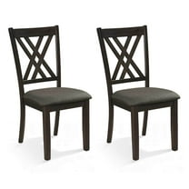 Costway 2 PCS Linen Fabric Upholstered Kitchen Armless Chairs with Rubber Wood Frame Gray