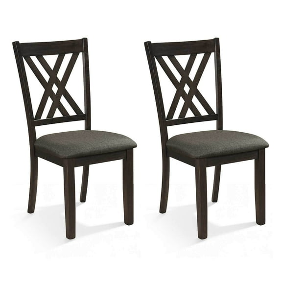 Costway 2 PCS Linen Fabric Upholstered Kitchen Armless Chairs with Rubber Wood Frame Gray