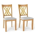 thumbnail image 1 of Costway 2 PCS Linen Fabric Upholstered Kitchen Armless Chairs with Rubber Wood Frame Natural, 1 of 10