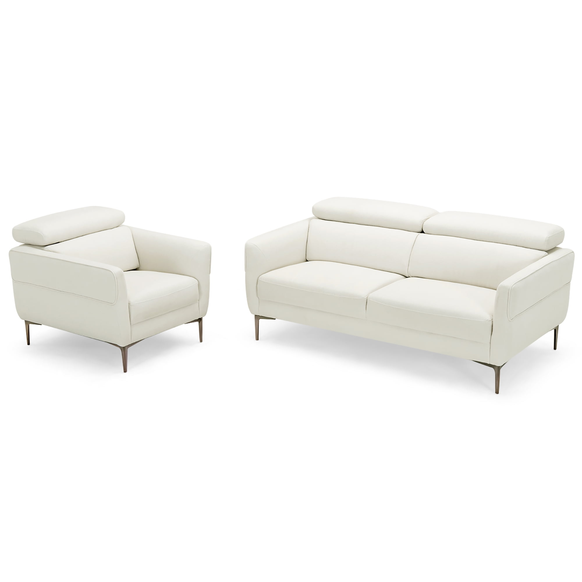 Costway 2 PCS Living Room Set Fabric Sofa & Accent Chair with