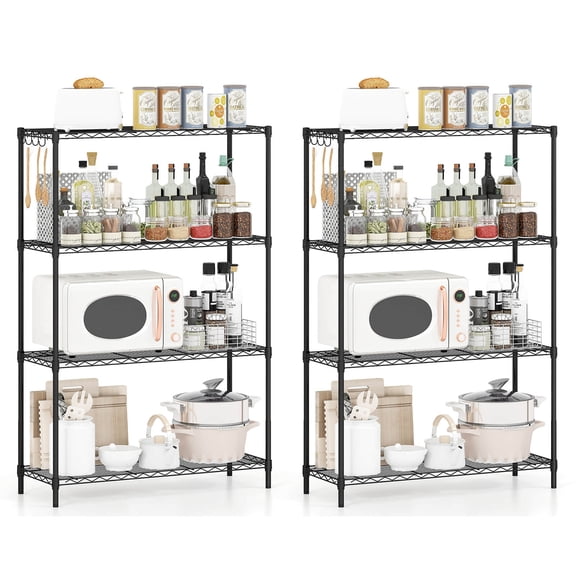 Costway 2 PCS Metal Storage Shelving Unit, 1000 LBS Storage Organizer with V-Shaped Rack