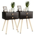 thumbnail image 1 of Costway 2 PCS Mid Century Modern 2 Drawers Nightstand Sofa Side Table End Table Espresso, 1 of 11