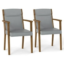 Costway 2 PCS Mid-Century Modern Dining Chairs Upholstered Wooden Accent Chairs with Headrest