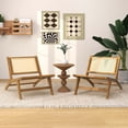 thumbnail image 1 of Costway 2 PCS Mid Century Modern Teak Wooden Chair with Handwoven Rattan Seat & Backrest, 1 of 9