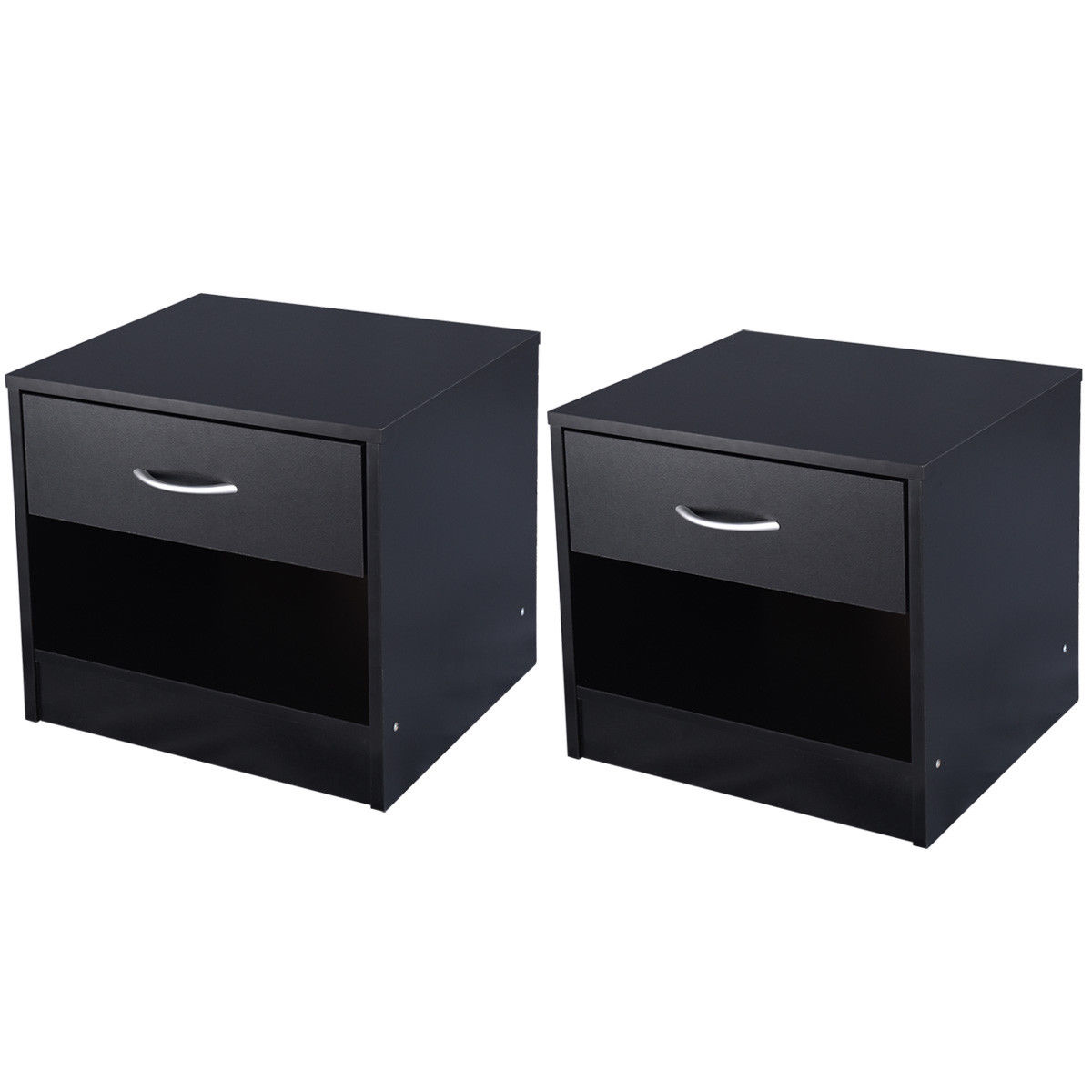 Costway 2 PCS Nightstand End Table Storage Display Bedroom Furniture