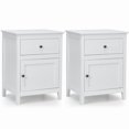 thumbnail image 1 of Costway 2 PCS Nightstand with Drawer Accent Side End Table Storage Cabinet White, 1 of 11