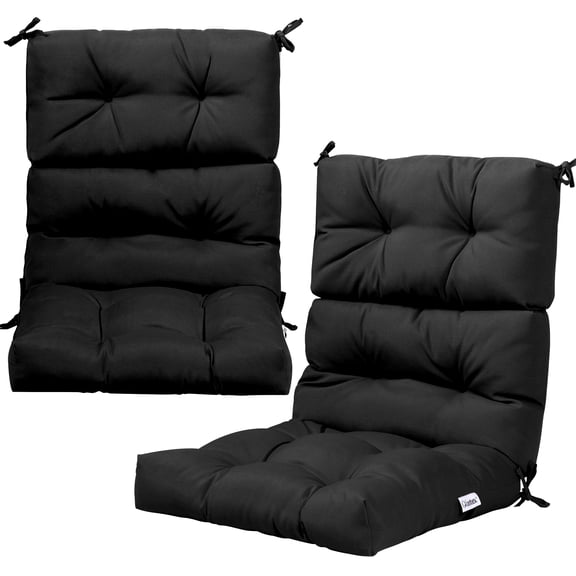 Costway 2 PCS Outdoor Back Chair Cushion Tufted Pillow Patio Seating Pad, Black Black