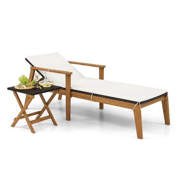 Costway 2 PCS Outdoor Chaise Lounge Chair Set with Armrests & 4-Level Backrest for Poolside