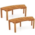 thumbnail image 1 of Costway 2 PCS Outdoor Curved Bench with Slatted Seat Wrap Around Tree Bench 2-Person Seating, 1 of 11
