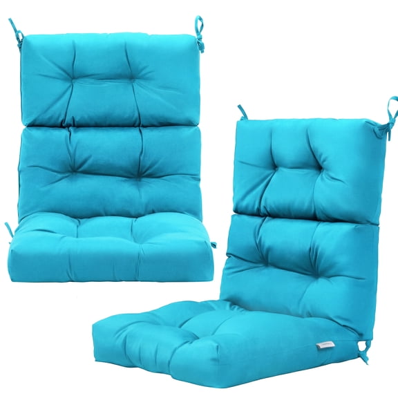Costway 2 PCS Outdoor High Back Chair Cushion Patio Seating Pad, Turquoise Turquoise