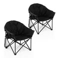 thumbnail image 1 of Costway 2 PCS Oversized Folding Padded Camping Moon Saucer Chair Outdoor Fishing Black, 1 of 10