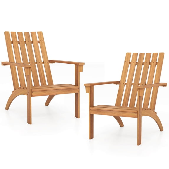Costway 2 PCS Patio Adirondack Chair with Inclined Seat High Backrest for Porch Backyard