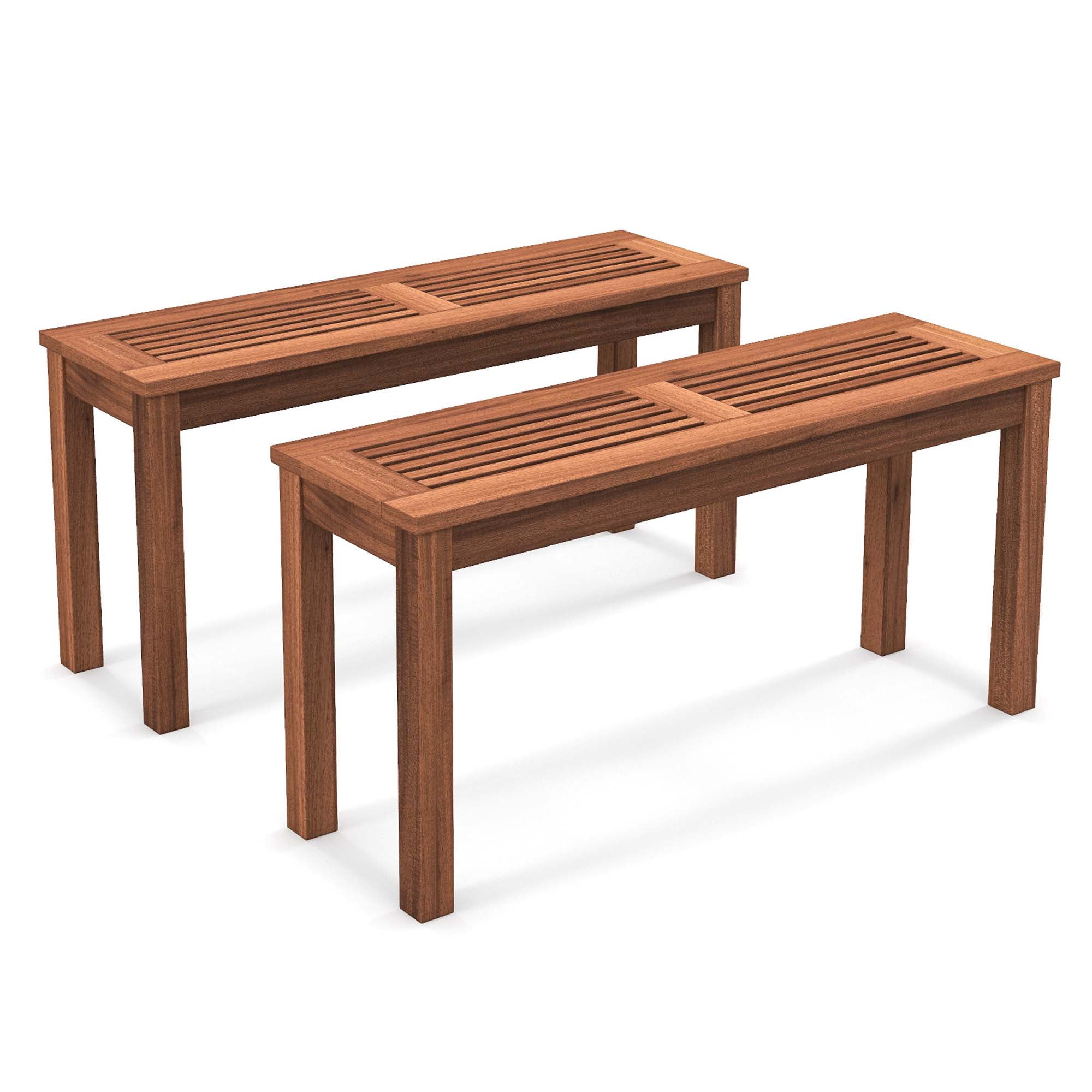 Costway Solid Wood 2Piece Patio Backless Bench for Porch, Back Garden, Outdoor Dining, and