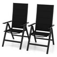 thumbnail image 1 of Costway Sponge, Mesh Fabric, Aluminum Outdoor Padded Adjustable Folding Chair, Black (Set of 2), 1 of 10
