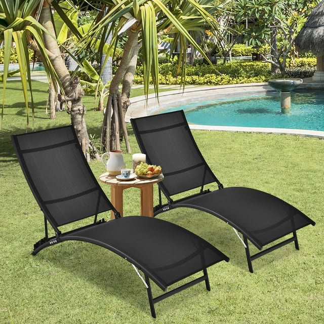 Costway 2 PCS Patio Deck Folding lawn Chaise Lounge Chair Adjustable