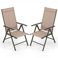 thumbnail image 1 of Costway 2 PCS Patio Folding Dining Chair with 7-Level Adjustable High Backrest for Garden Brown, 1 of 10