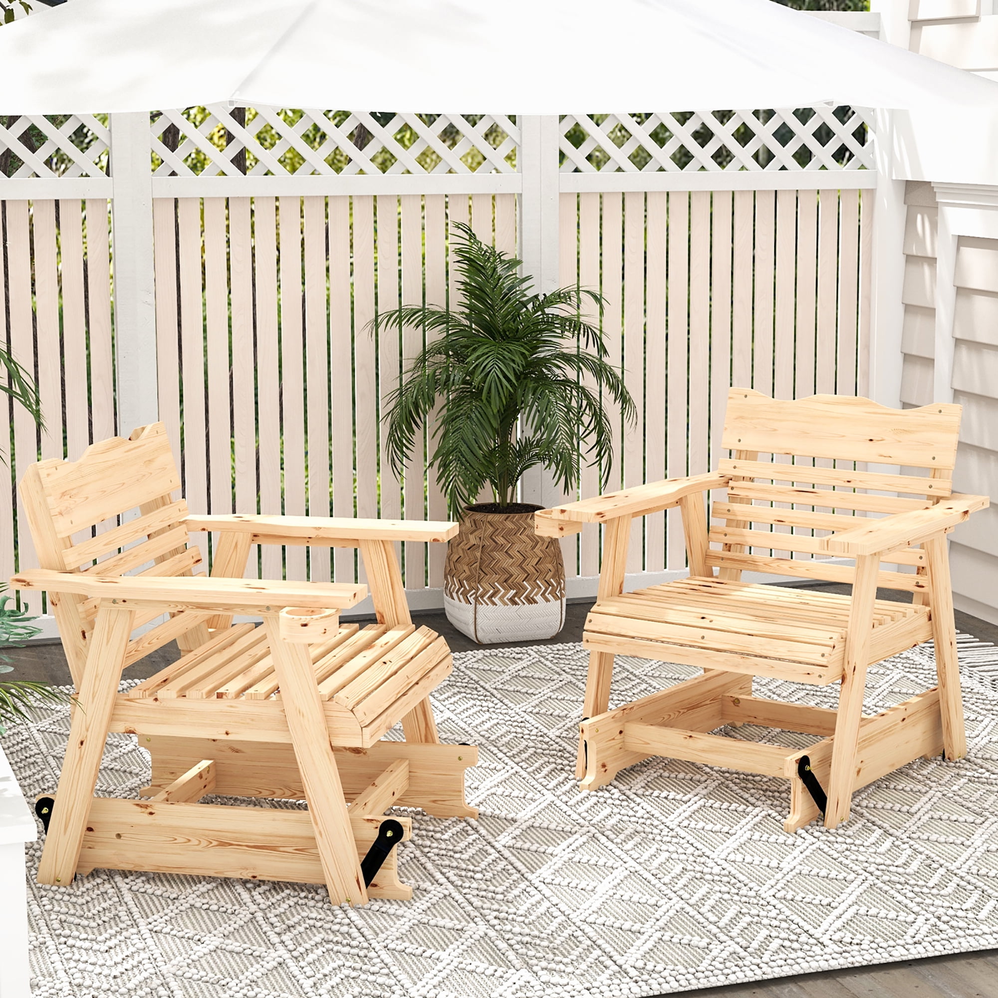 Free Shipping! Costway 2 PCS Patio Outdoor Wood Slat Rocking Chair ...