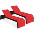 thumbnail image 1 of Costway 2 PCS Patio Rattan Lounge Chair Chaise Recliner Back Adjustable Cushioned Red, 1 of 11