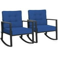 thumbnail image 1 of Costway 2 PCS Patio Rattan Rocker Chair Outdoor Glider Rocking Chair Cushion Lawn Navy, 1 of 10