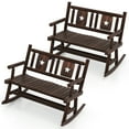 thumbnail image 1 of Costway 2 PCS Patio Rocking Bench Carbonized Wood Double Rocker Chair with Ergonomic Seat Rustic, 1 of 10