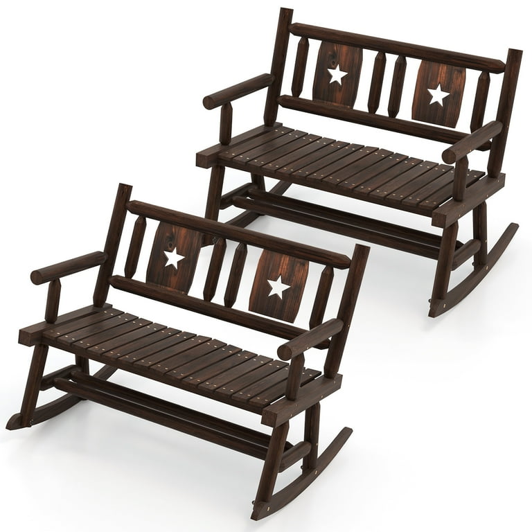Costway Outdoor Furniture PCS Patio Rocking Bench, Carbonized